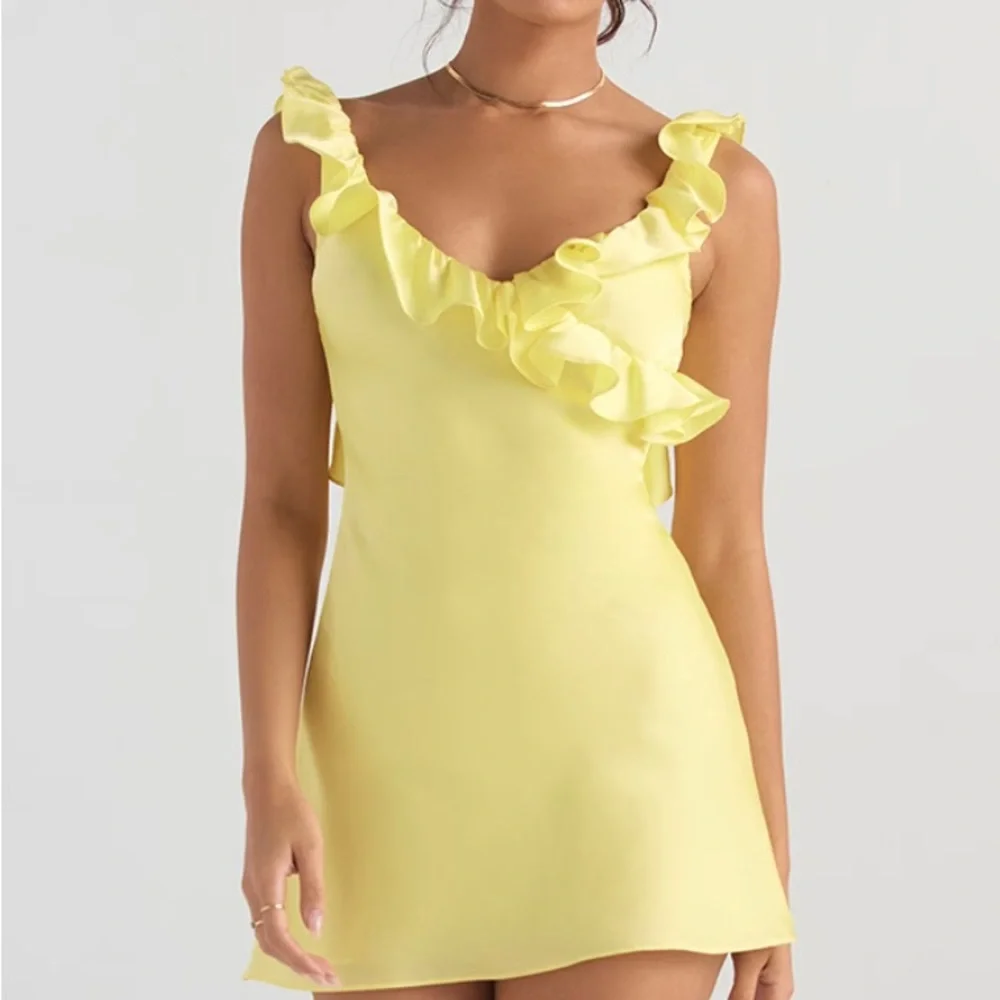 Yellow Ruffle Mini Dress - Picture 1 of 1